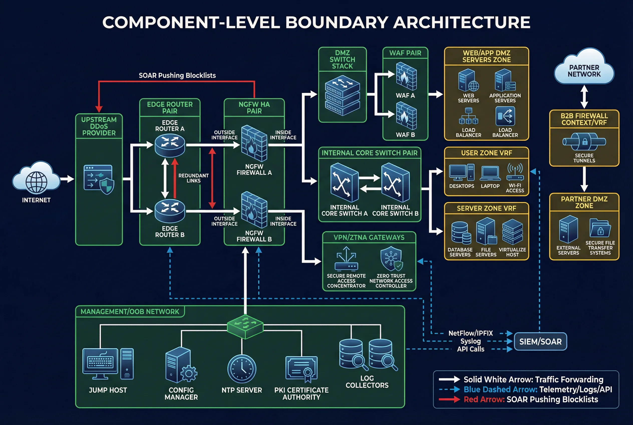 Component-Level Boundary Architecture with Data and Control Flows