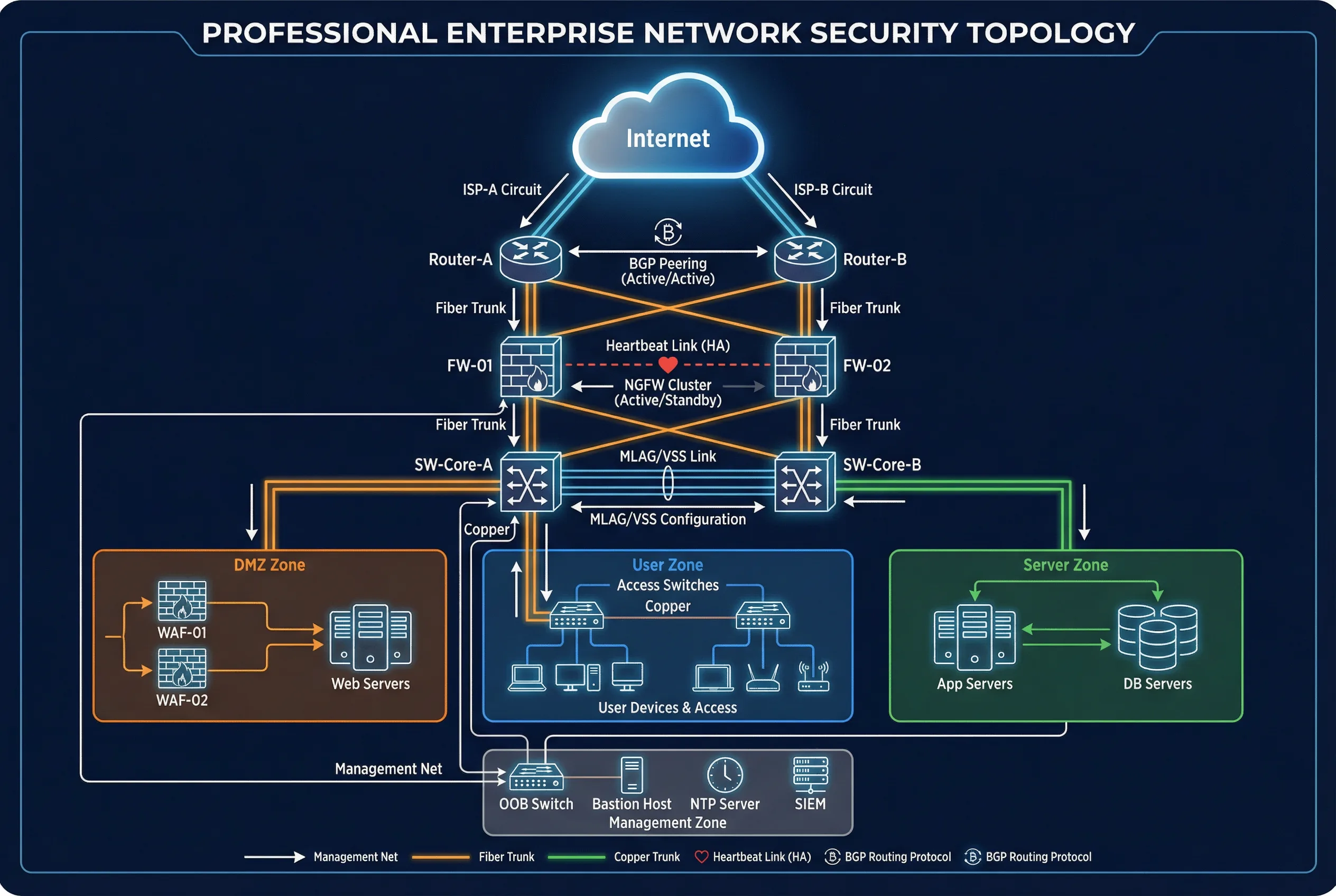Typical Enterprise Boundary Security Topology with Redundancy