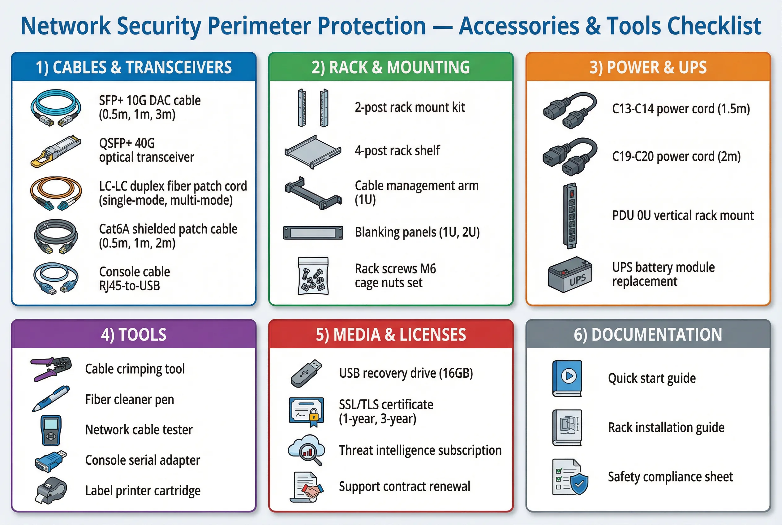 Network Security Accessories and Tools Checklist